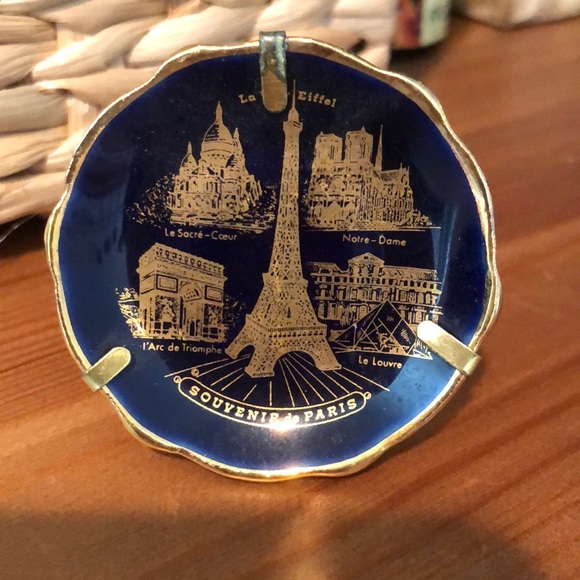 Limoges Other - Miniature glass plate of Paris Landmarks.